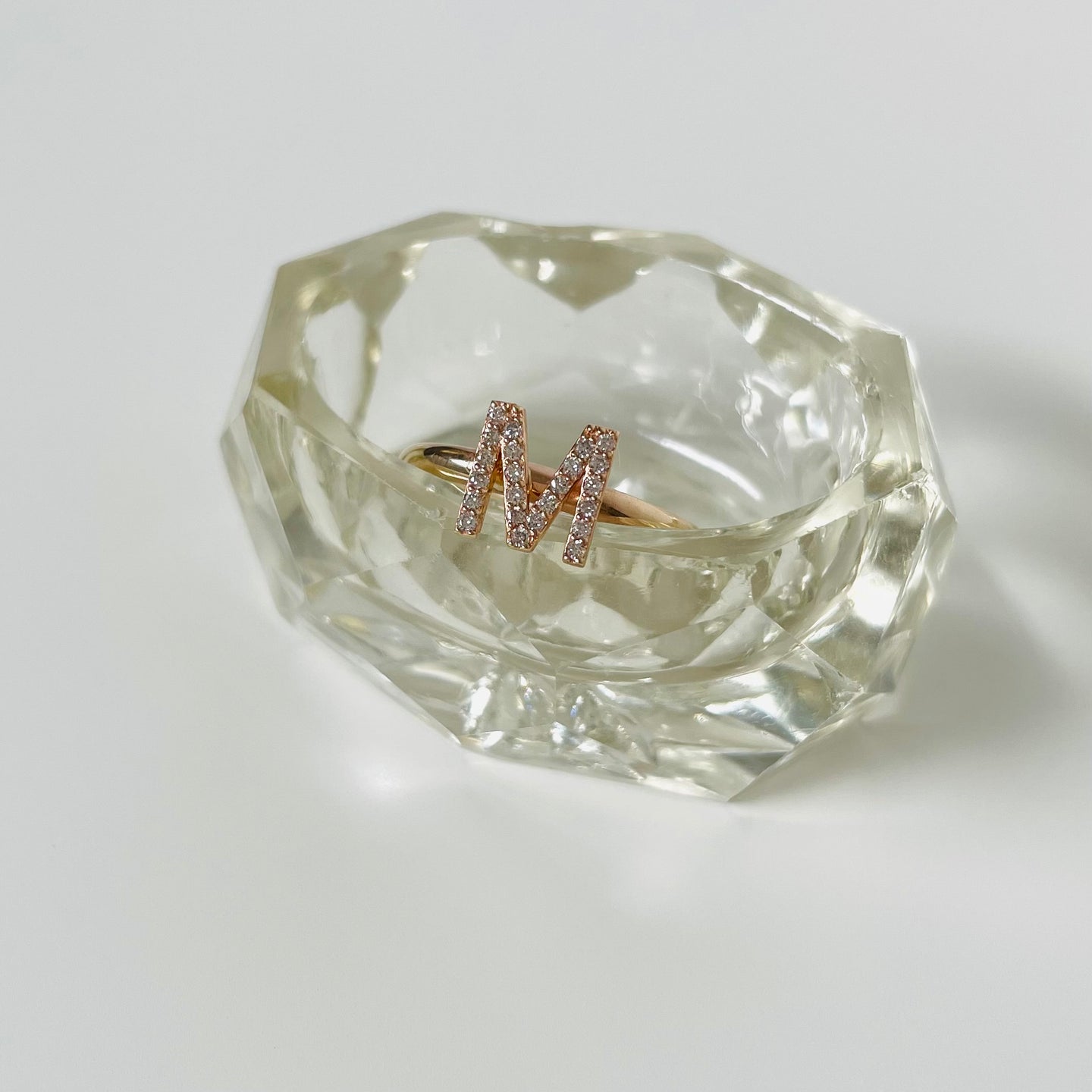 14k Diamond Alphabet Ring