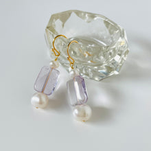 Load image into Gallery viewer, Amethyst &amp; Pearl Ear Wires
