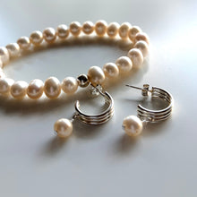 Load image into Gallery viewer, Michelle Sterling Silver Triple Hoops with Pearls
