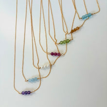 Load image into Gallery viewer, 10k Three Stone Necklace
