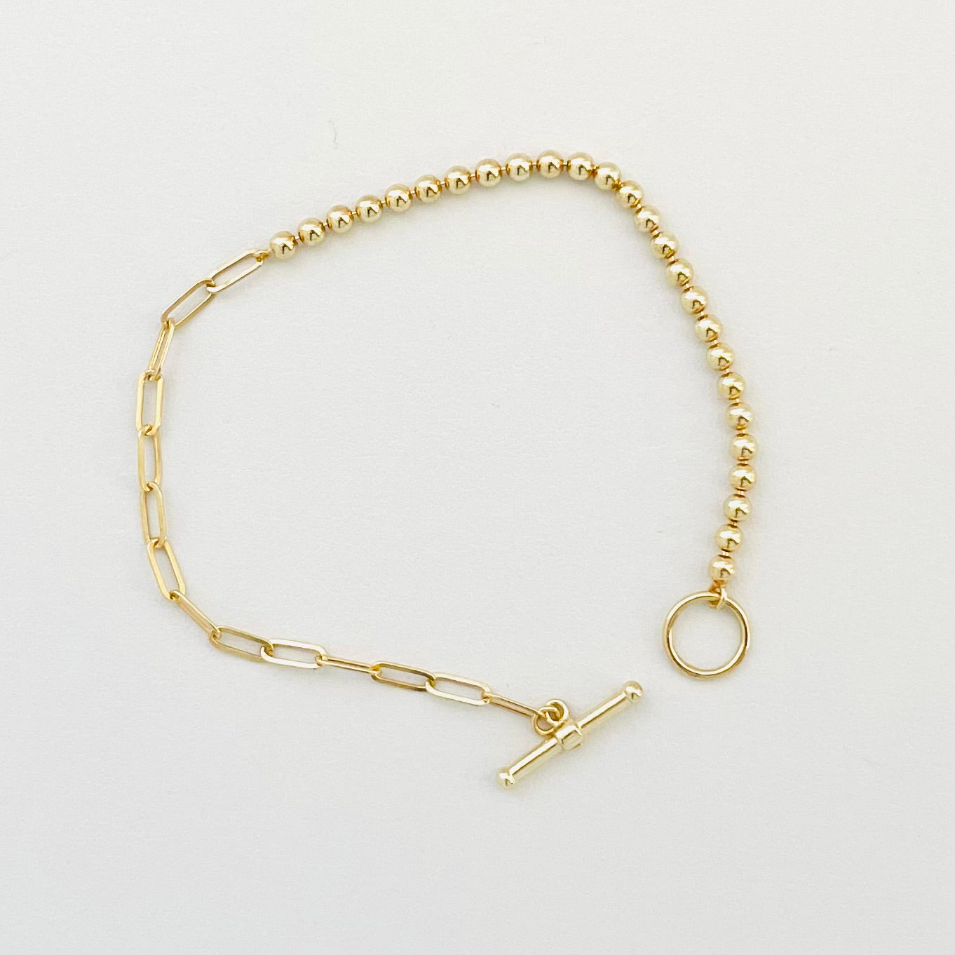 Mixed Ball & Paperclip Toggle Bracelet