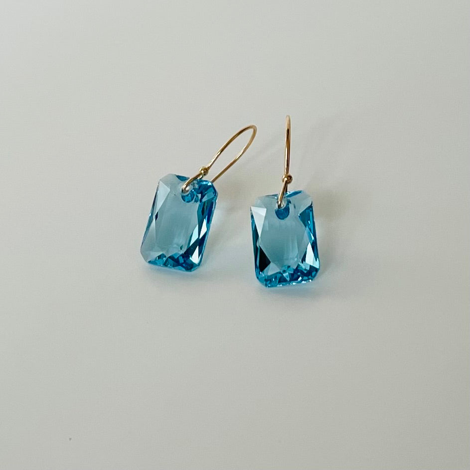 Ear Wires & Aquamarine Crystals