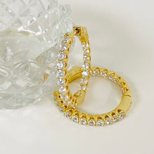 Load image into Gallery viewer, CZ Inside Out Hoops, Gold Vermeil
